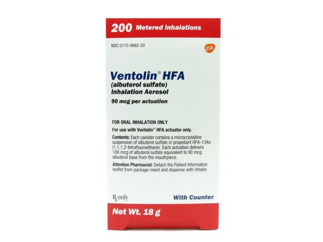 Ventolin® HFA (Albuterol Sulfate), 90mcg/dose, 200 Dose Inhaler,18gm, Each
