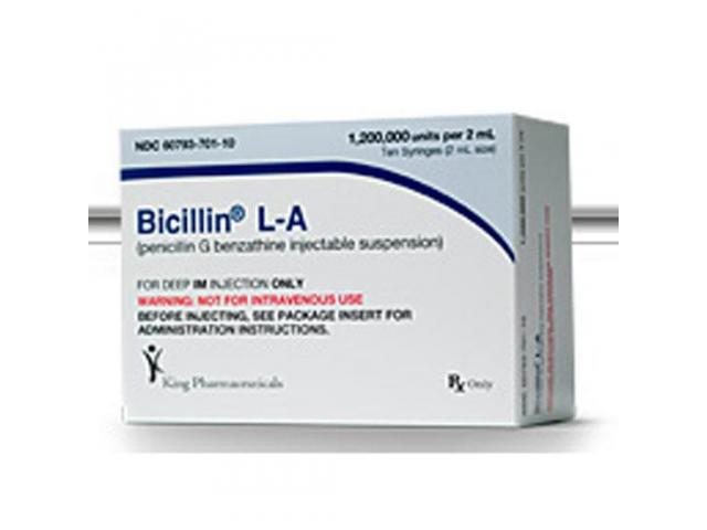 Bicillin CR, 1.2mmu, 21G x 1 1/2", 2mL, 10 Syringes/Tray