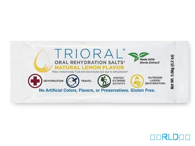 TRIORAL天然柠檬/甜叶菊口服补液盐（世界卫生组织（WHO）新配方（25包/盒）（TRIORAL Natural Lemon w/ Stevia Oral Rehydration Salts (W