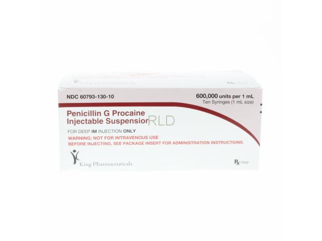 Penicillin G Procaine 600,000 Units/ml 1ml Syringe - Box/10