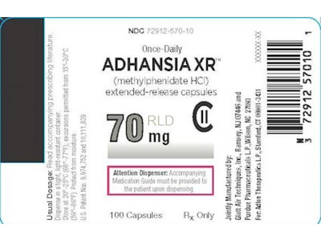 Adhansia XR (methylphenidate hydrochloride) 70mg