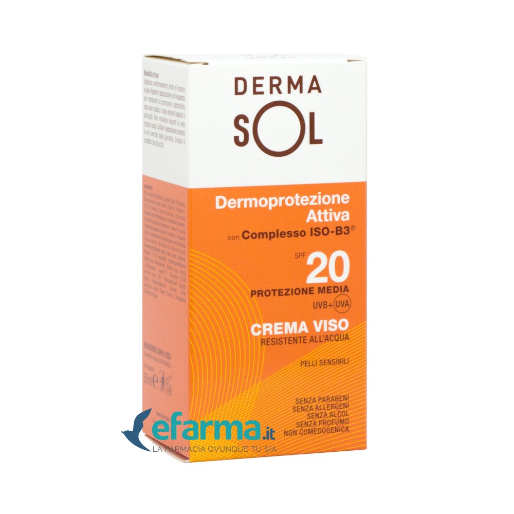 Dermasol Crema Solare Viso SPF 20 Protezione Media 50 ml