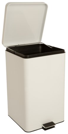 McKesson Trash Can with Plastic Liner 32 Quart Square White Steel Step On