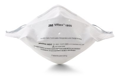 Particulate Respirator / Surgical Mask 3M™ VFlex™ N95 Flat Fold Elastic Strap One Size Fits Most Whi