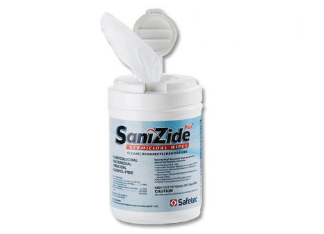 SAFETEC SANIZIDE PLUS DISINFECTANT WIPES # 34823 - Sanizide Plus Germicidal Wipe Canister, 160 ct, 12/cs