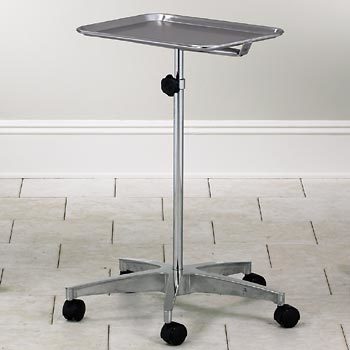 Clinton Instrument Stands # M-20 - Mobile Instrument Stand, Removable Stainless Steel Tray, 5-Leg Design, Aluminum Base, Chrome Plated Pole & Frame, Dual Wheel Casters, Each