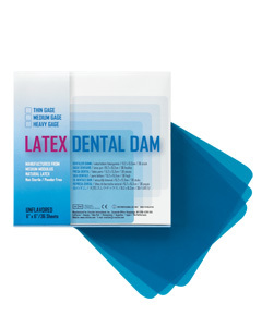 Crosstex Dental Dams # 19300 - Dental Dam, Medium, Blue, 6" x 6", Unflavored, 36 sheets/bx