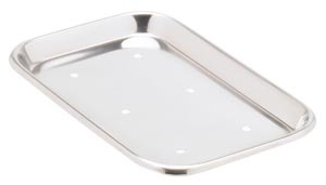 Miltex Stainless Steelware & Surgical Instrument Stringers # 3-921 - Mayo Tray, Size 10, Perforated, 10" x 6½" x 23/32", Each