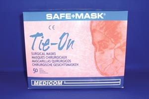 Medicom Safe+Mask Surgical Tie-On Mask # 2000 - Tie-On Mask, Blue, 50/bx, 6 bx/cs