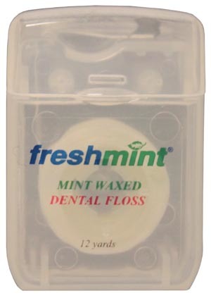 NEW WORLD IMPORTS FRESHMINT DENTAL FLOSS # DF12 - Dental Floss, Mint, Waxed, 12 yds, 12/bg, 12 bg/cs