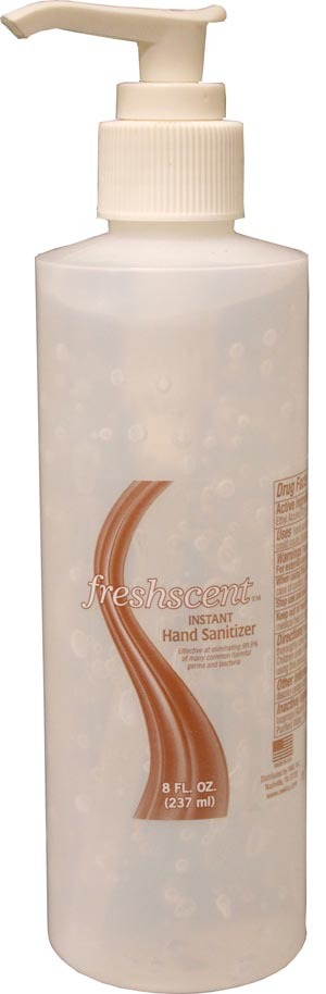 NEW WORLD IMPORTS FRESHSCENT HAND SANITIZER # HS8 - Hand Sanitizer, 8 oz Pump, 36/cs (Made in USA) (Not Available for sale into Canada)