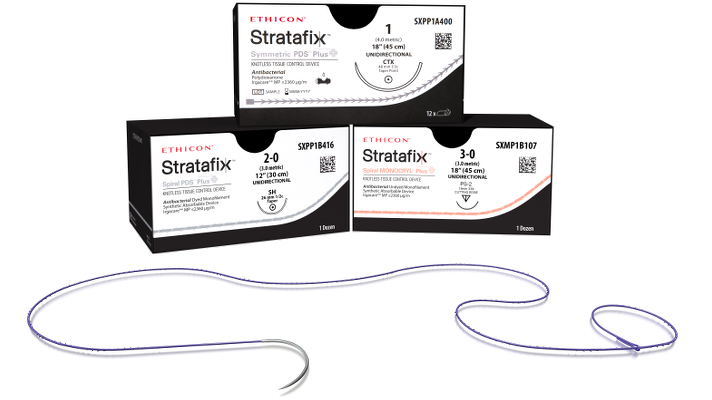 Ethicon Stratafix Knotless Tissue Control Device # SXPD2B420 - Tissue Control Device, Spiral PDO, Size 2-0, 24cm x 24cm, Needle FS, Violet, 12/bx
